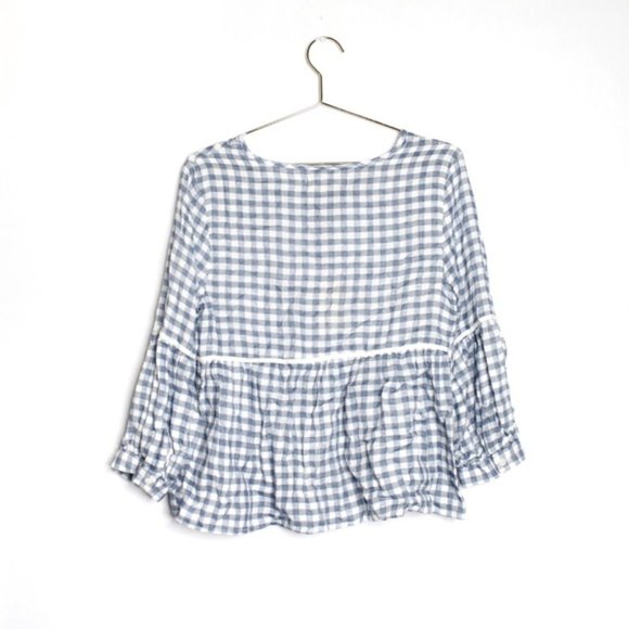 Max Studio Gingham Empire Waist Babydoll Top - Picture 4 of 6